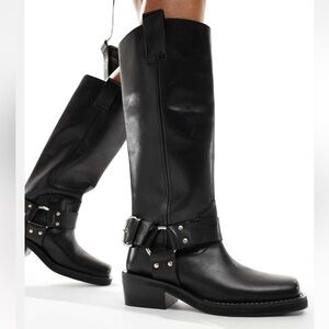 ASOS DESIGN Chief Leather Biker Boots